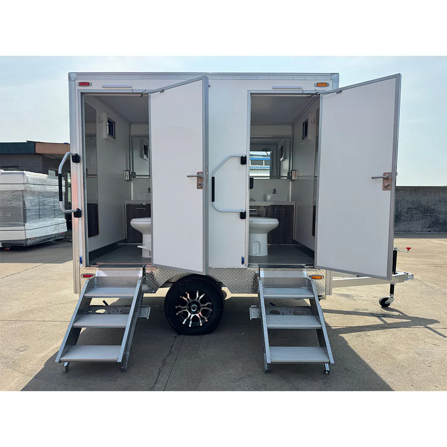 Coastal Throne Co. Camden luxury restroom trailer interior showing vanity and premium finishes